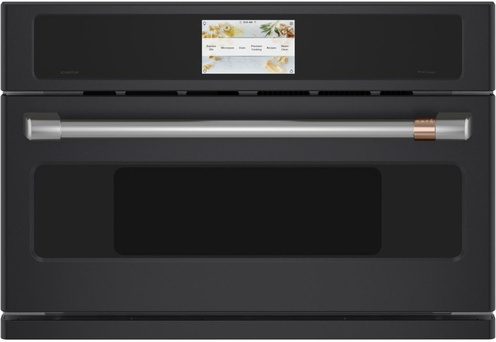Cafe 30 Inch Built-In Smart Microwave Oven with 1.7 cu. ft. Total Capacity, 7" Full-Color LCD Touch Control, In-Oven Camera, Android OS and Advantium® Technology: Matte Black