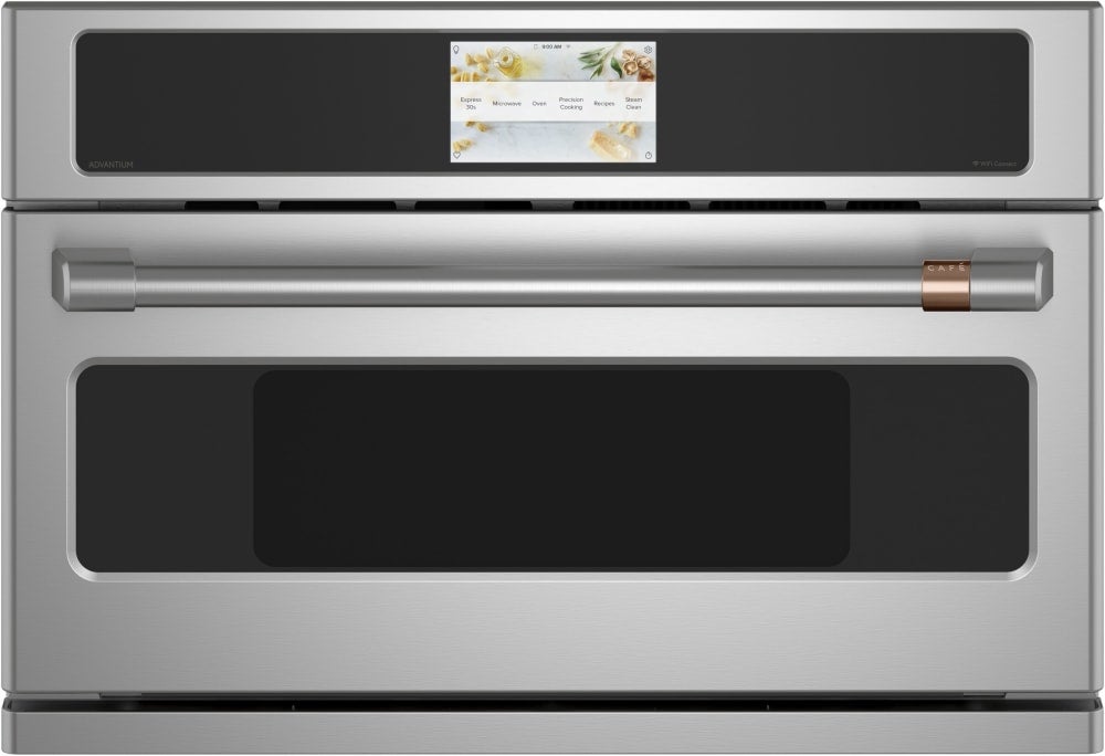 Cafe 30 Inch Built-In Smart Microwave Oven with 1.7 cu. ft. Total Capacity, Advantium Technology, 7" Full-Color LCD Touch Control, Convection, In-Oven Camera, Android OS and 950 Watts: Stainless Steel