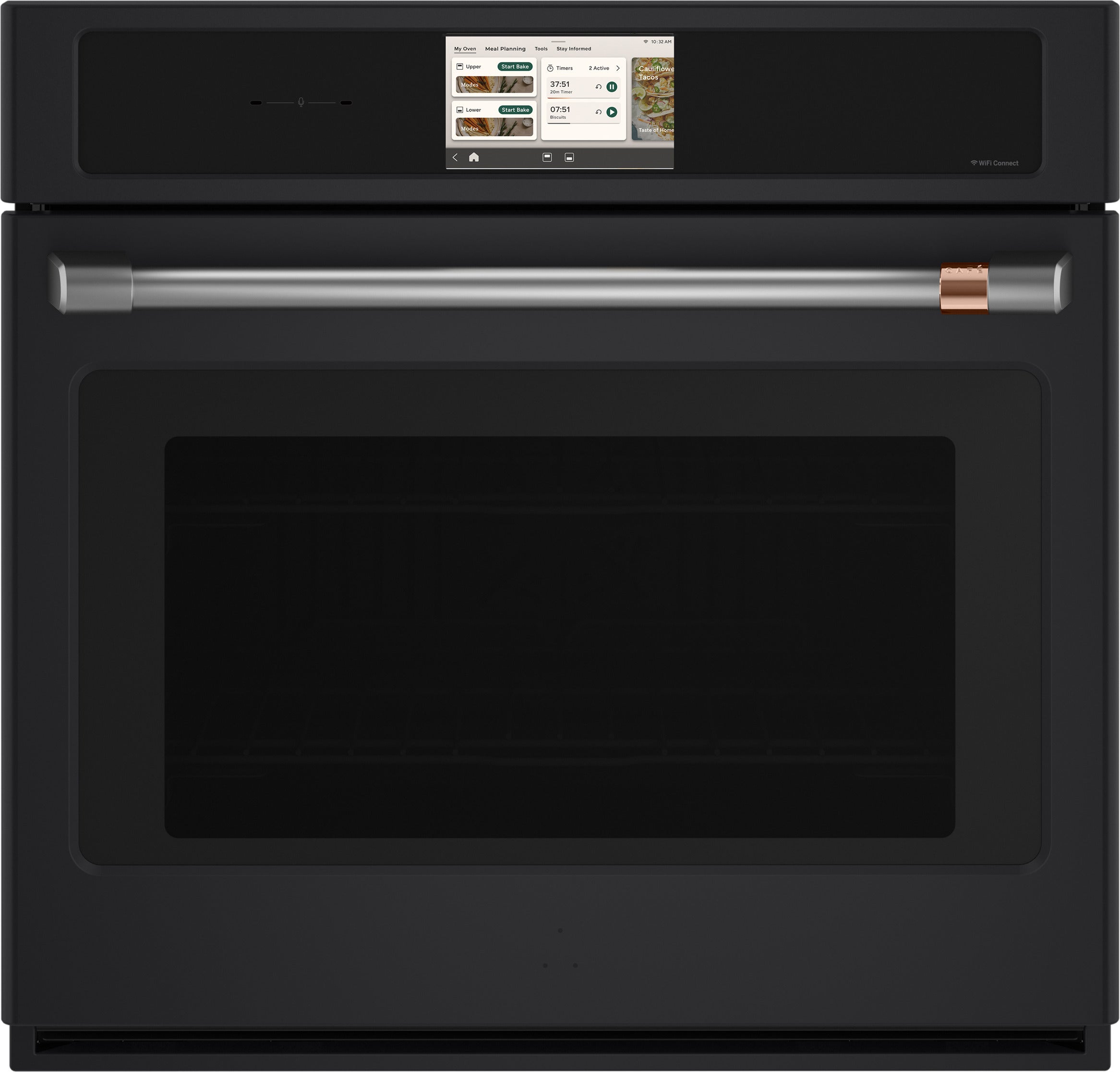 Cafe Professional Series 30 Inch Smart Built-In Convection Single Wall Oven With In-Oven Camera: Matte Black