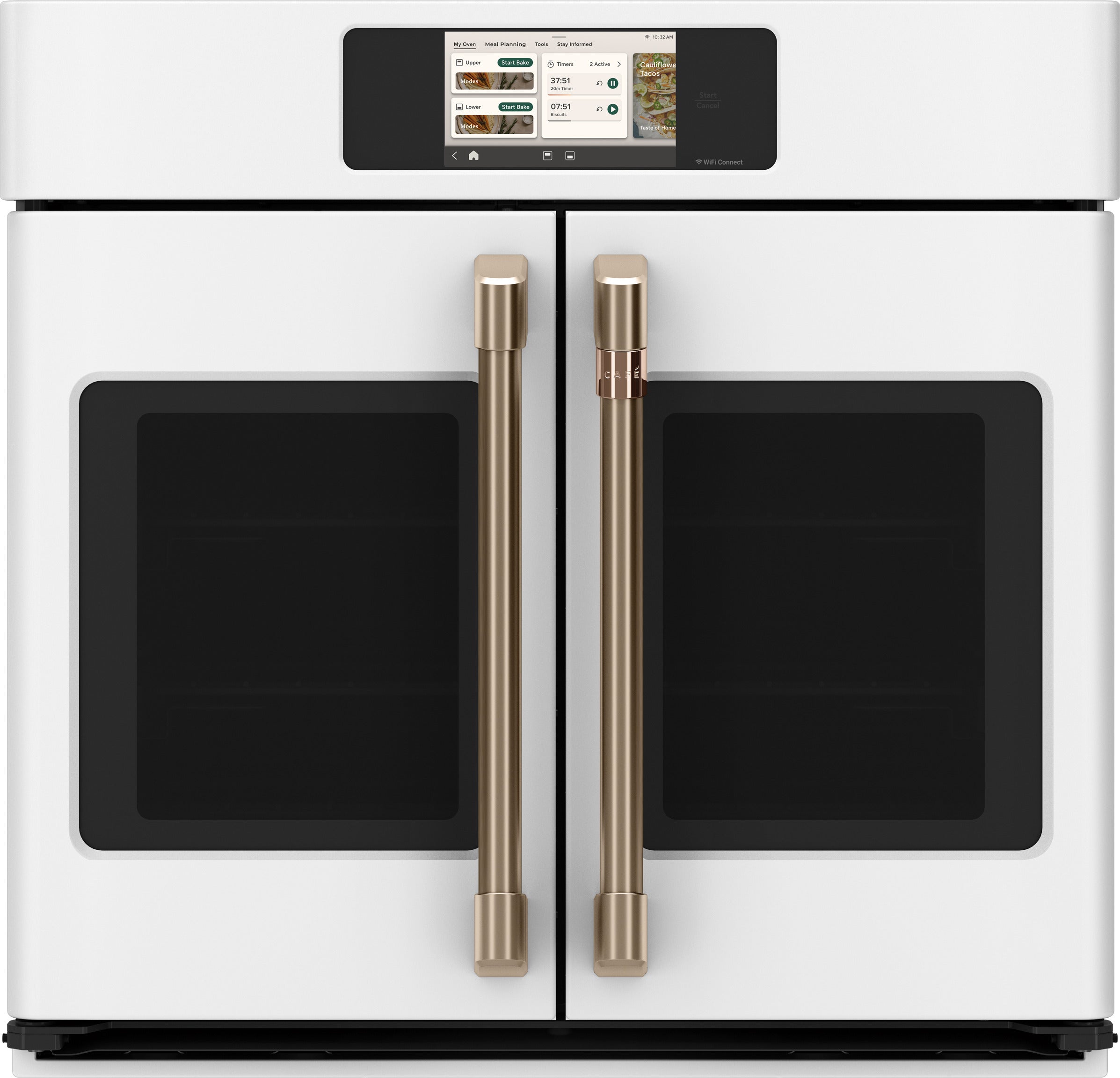 Cafe Professional Series 30 Inch Smart Built-In Convection Single Wall Oven With French-Doors: Matte White