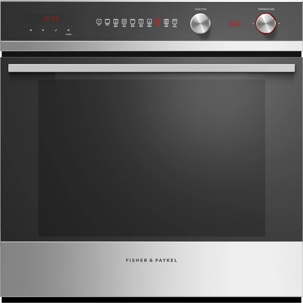 Fisher Paykel Series 7 Contemporary 24" 3.0 cu. ft. Black with 9 Functions Self Clean Single Wall Oven