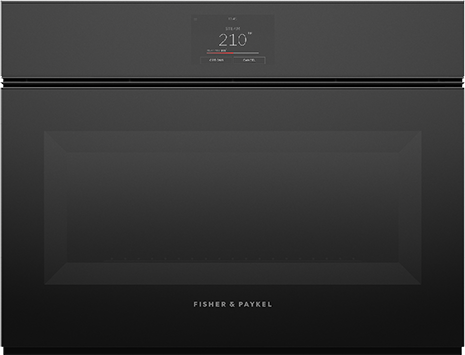 Fisher Paykel OS24NMTNB1 24 Inch Series 9 Minimal Handleless Compact Combination Steam Oven: Black Glass