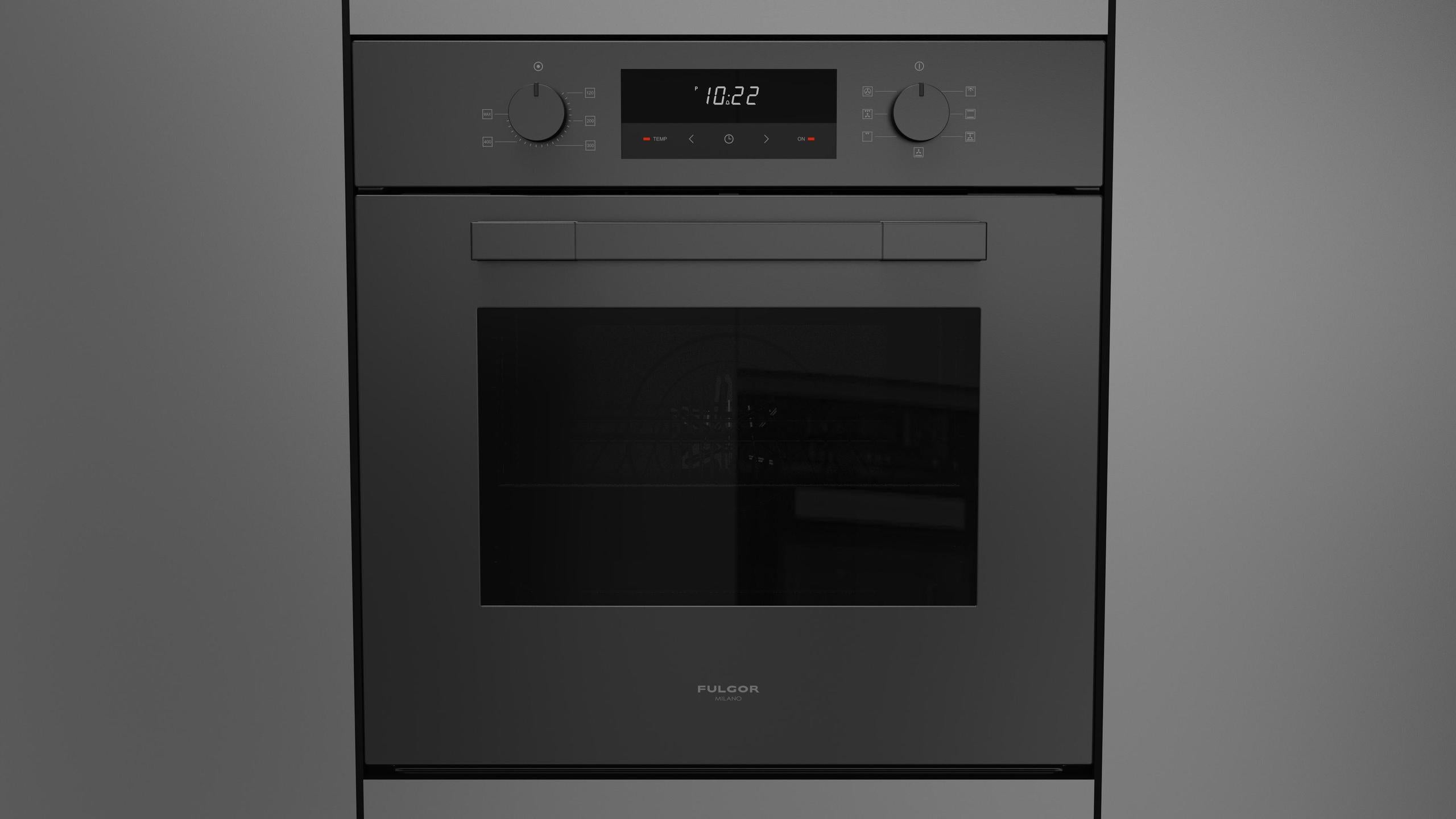 Fulgor Milano F1MSM24MB1 24 Inch Matteo 100 Series Convection Single Oven, Euro Height, Easy Matte Black