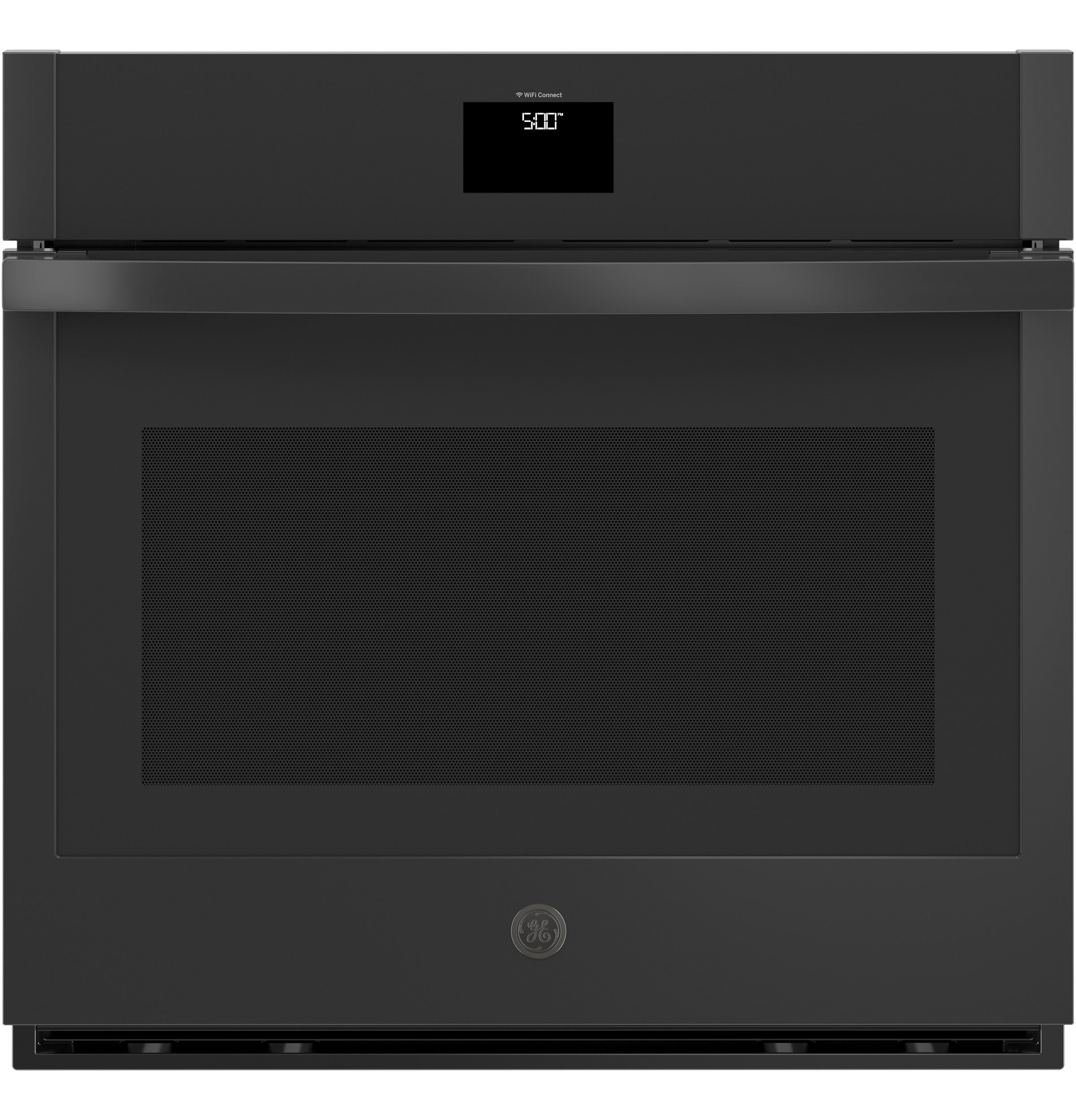 GE 30 Inch Smart Built-In Wall Oven with 5.0 cu. ft. Capacity, True European Convection, Air Fry, Temperature Probe, Hidden Bake Element, Proof Mode, LCD Display, Self Clean, Control Lock, Sabbath Mode, OU/CRC Certified and ADA Compliant: Black On Black