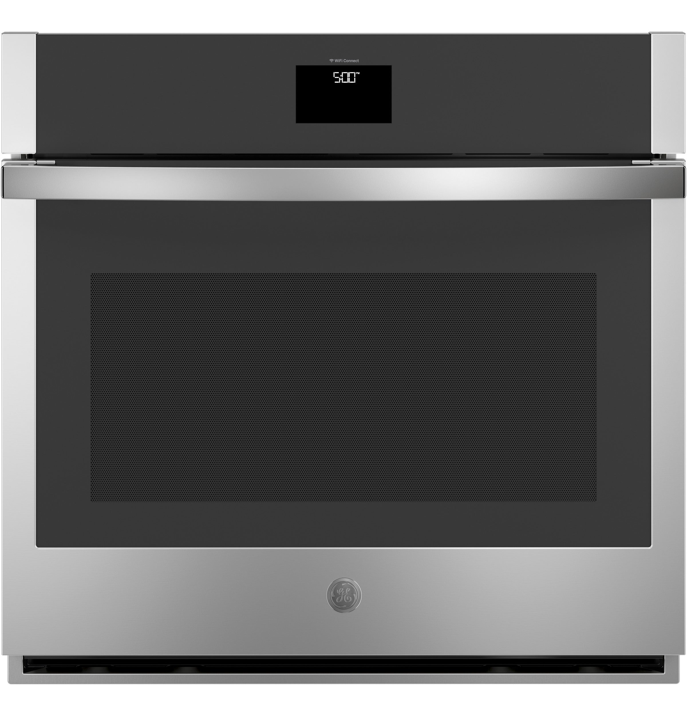 GE 30 Inch Smart Built-In Wall Oven with 5.0 cu. ft. Capacity, True European Convection, Air Fry, Temperature Probe, Hidden Bake Element, Proof Mode, LCD Display, Self Clean, Control Lock, Sabbath Mode, OU/CRC Certified and ADA Compliant: Stainless Steel