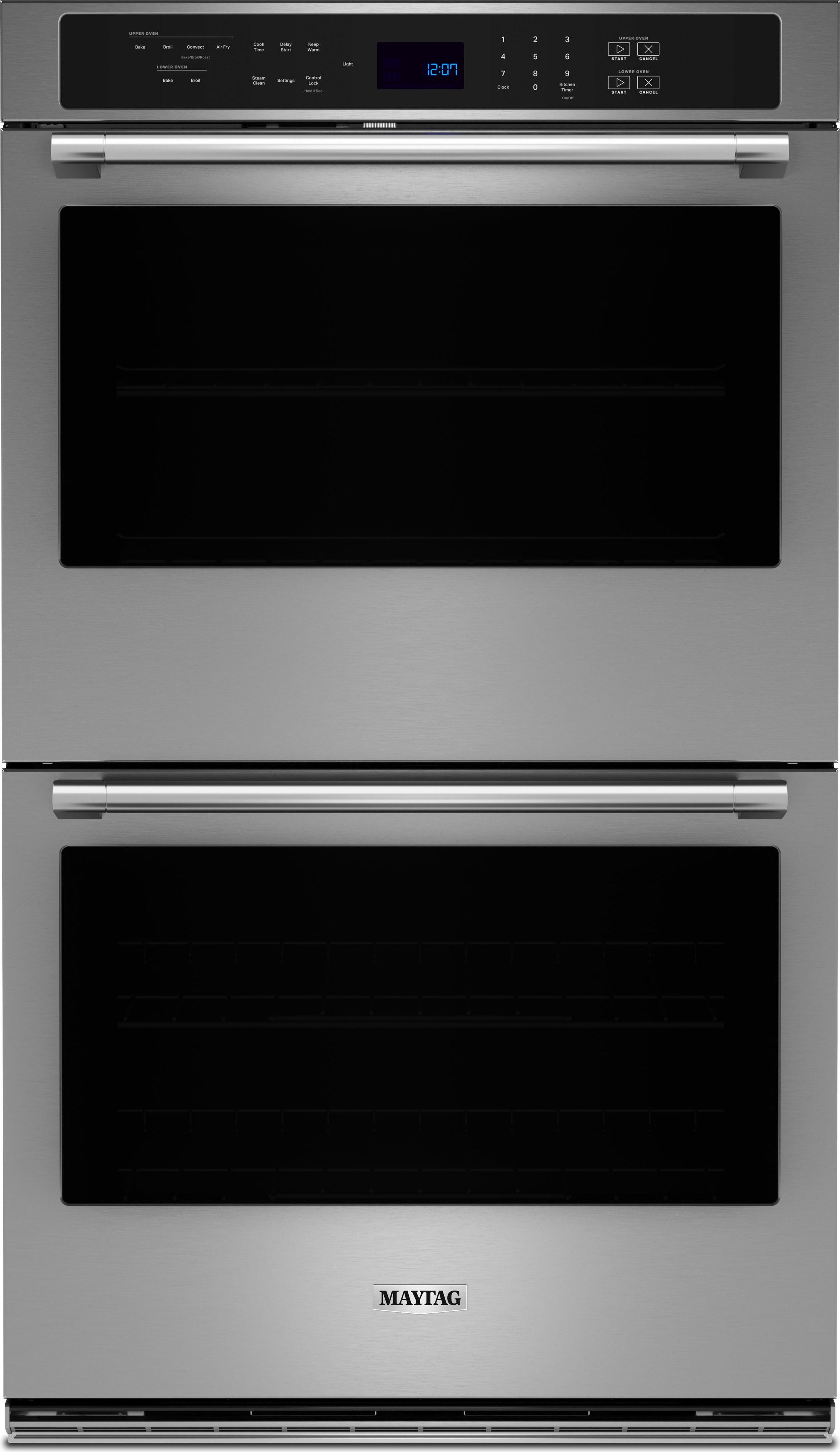 Maytag 30 Inch 10.0 Cu. Ft. Electric Double Wall Oven With Evenair True Convection, Dual-Rack Air Fry, Power Preheat And Steam Clean: Stainless Steel