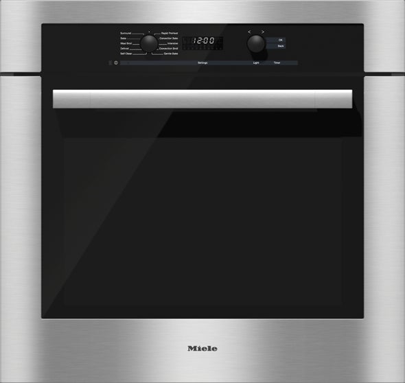 Miele H6180BP DirectSelect Series 30 Inch CleanTouch Steel with ContourLine Handle Electric Single Wall Oven