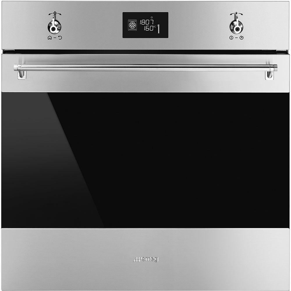 Smeg SFU6302TVX Classic Series 24 Inch Stainless Steel and Smart-Black Glass Electric Single Wall  Oven