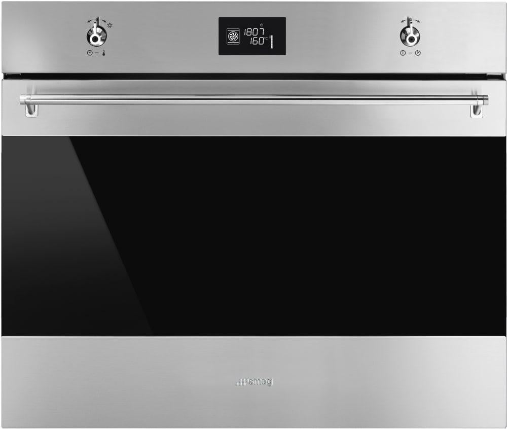 Smeg SFU7302TVX 27 Inch Stainless Steel and Smart-Black Glass Electric Single Wall  Oven