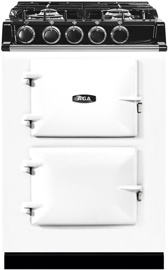 AGA 24" White Dual Fuel (Natural Gas) Sealed Burner Double Oven Range