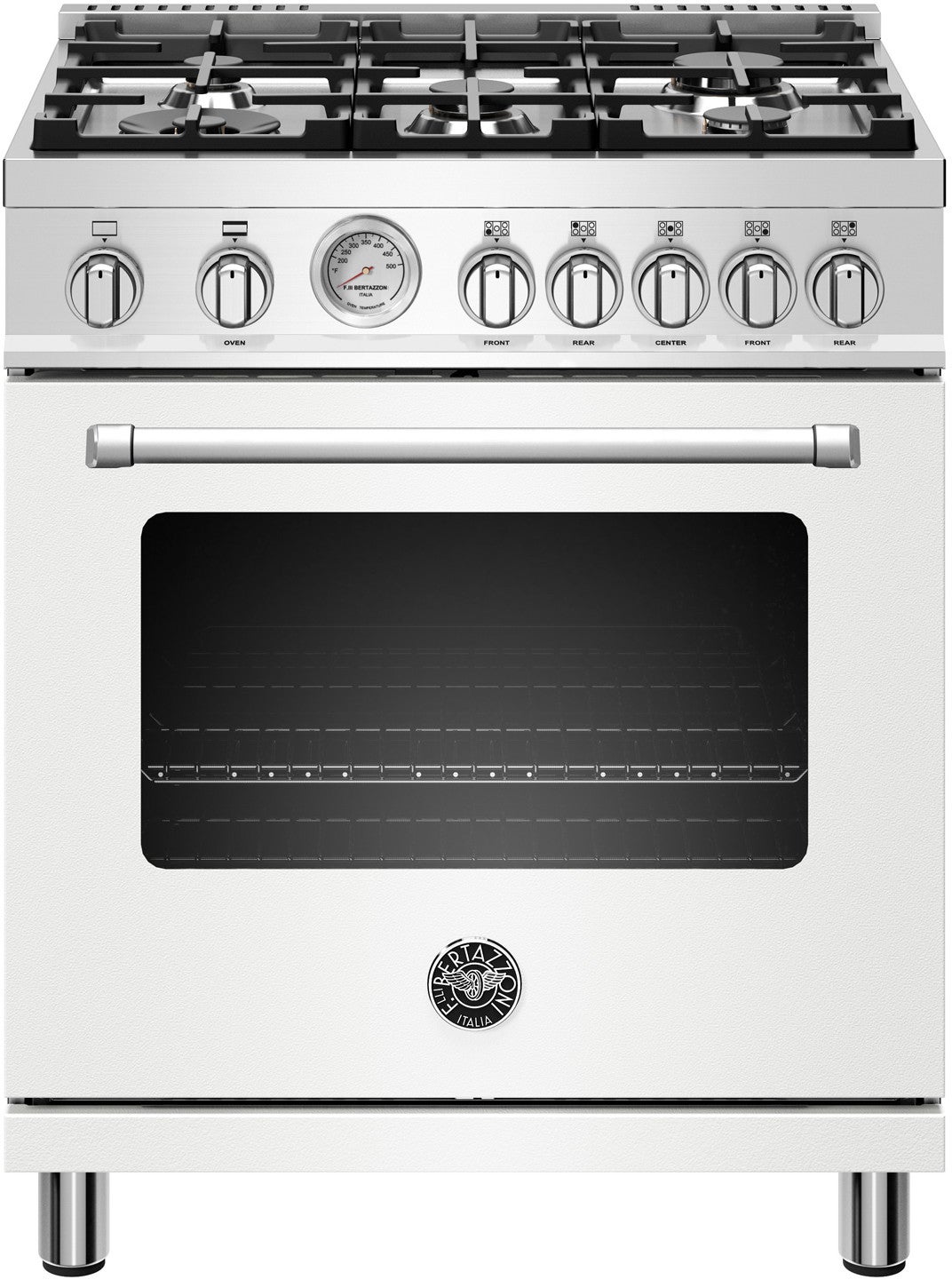 Bertazzoni Master Series 30" Matte White Slide-In Natural Gas Sealed Burner Range - Convection