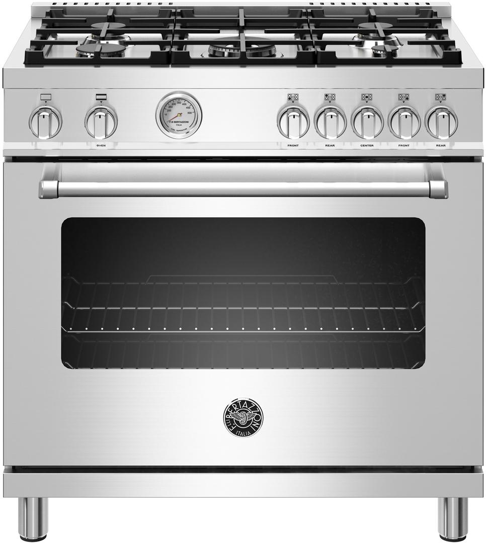 Bertazzoni Master Series 36" Stainless Steel Slide-In Liquid Propane Sealed Burner Range - Convection