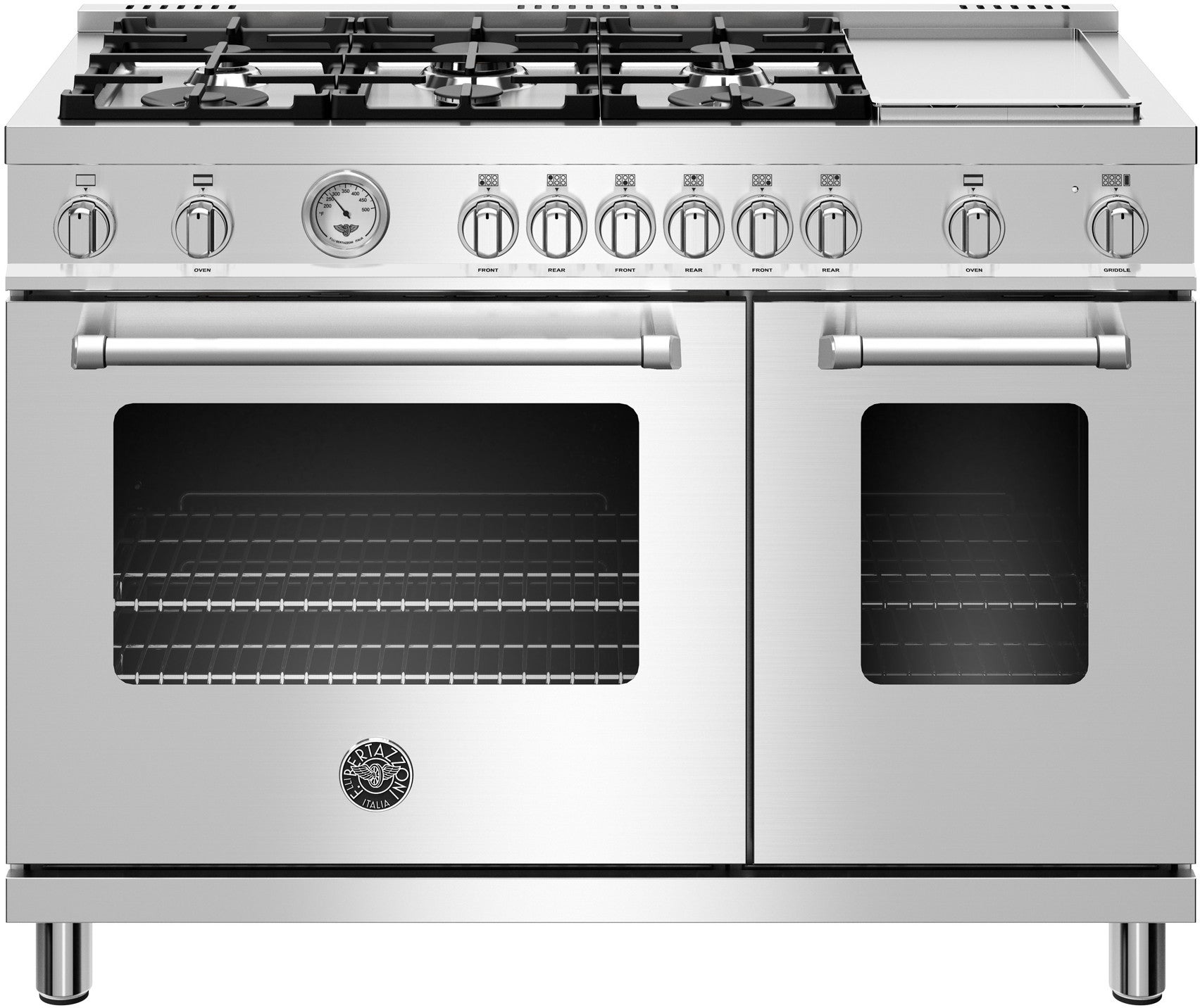 Bertazzoni Master Series 48" Stainless Steel Sealed Burner Double Oven Gas Range With Griddle