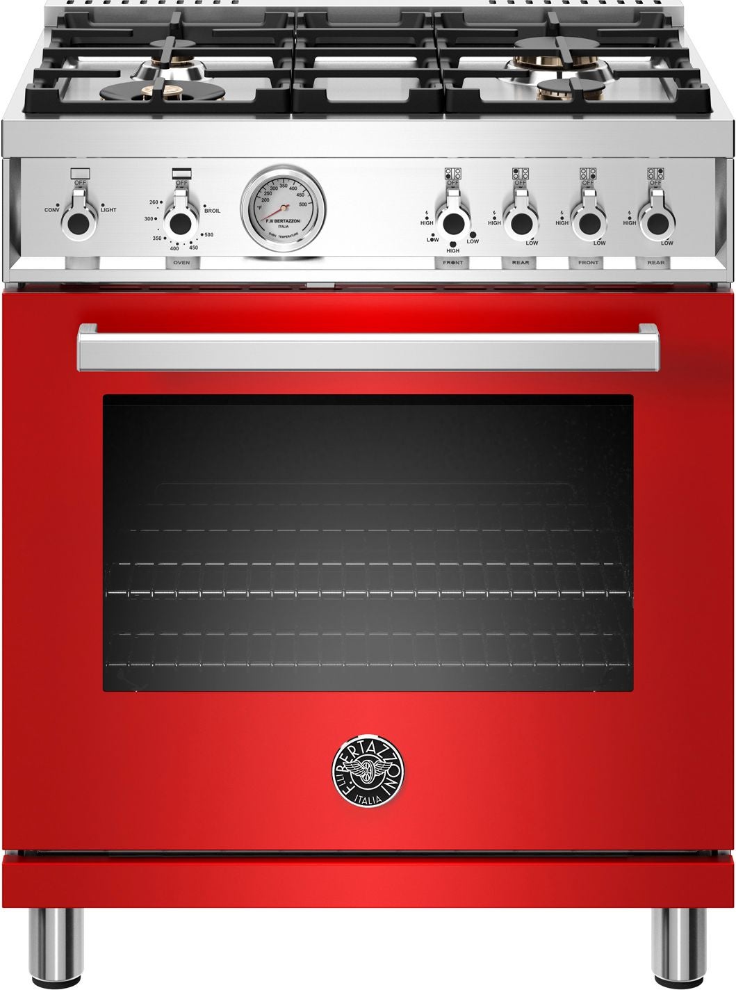 Bertazzoni Professional Series 30" Glossy Red Slide-In Liquid Propane Sealed Burner Range - Convection