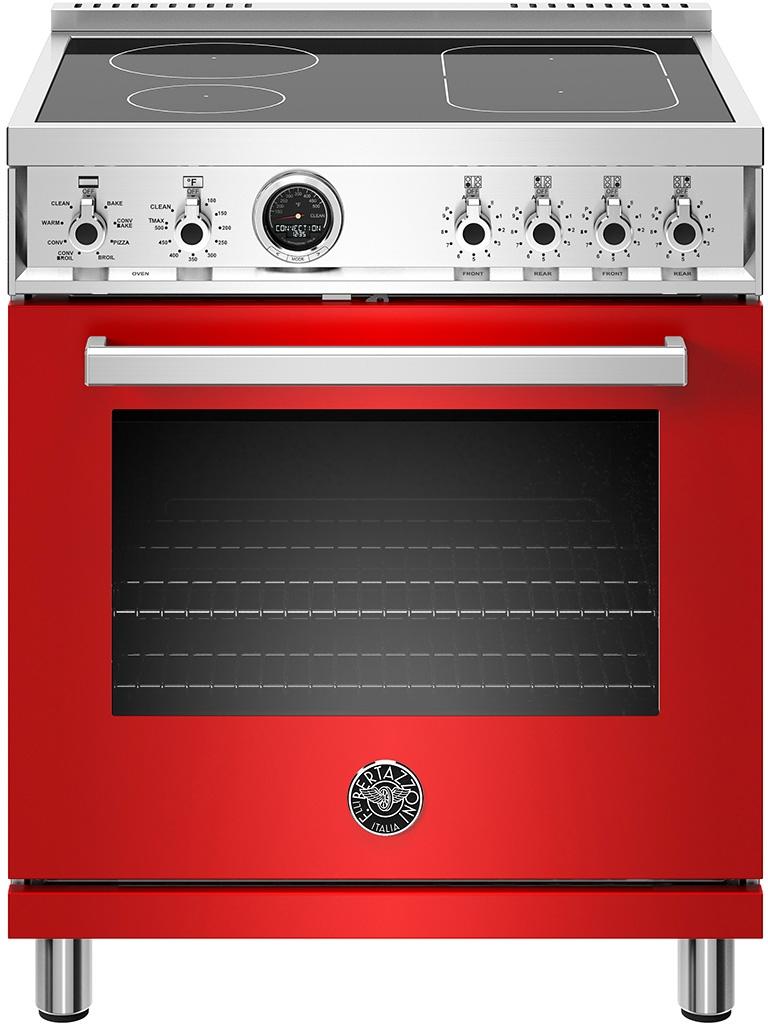 Bertazzoni Professional Series 30" Glossy Red Slide-In Smoothtop Induction Range with Self Clean - Convection