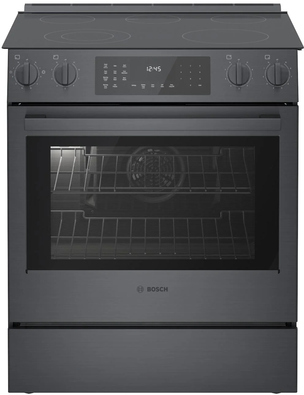 Bosch 800 30" Black Stainless Steel Smoothtop Slide-In Electric Range - Convection