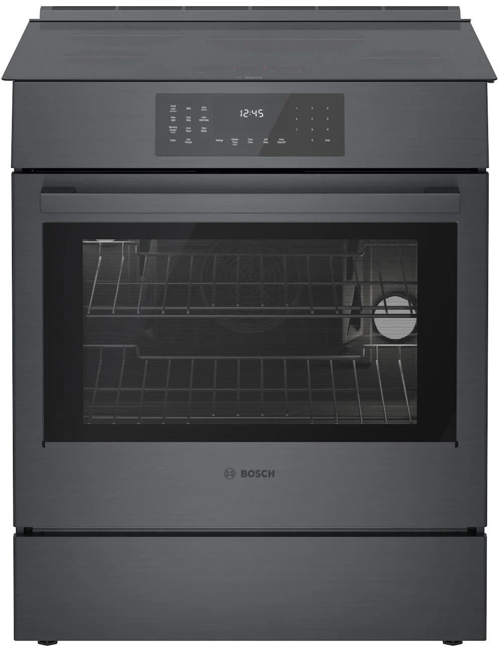 Bosch HII8047U 800 Series 30 Inch Electric Slide-In Range in Black Stainless Steel