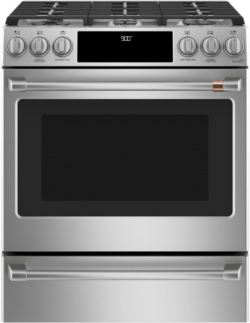 Cafe 30" Stainless Steel Dual Fuel Sealed Burner Slide-In Range - Convection - ADA Compliant