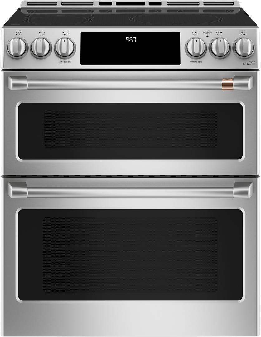 Cafe 30" Stainless Steel Smoothtop Electric Slide-In Double Oven Range - Convection