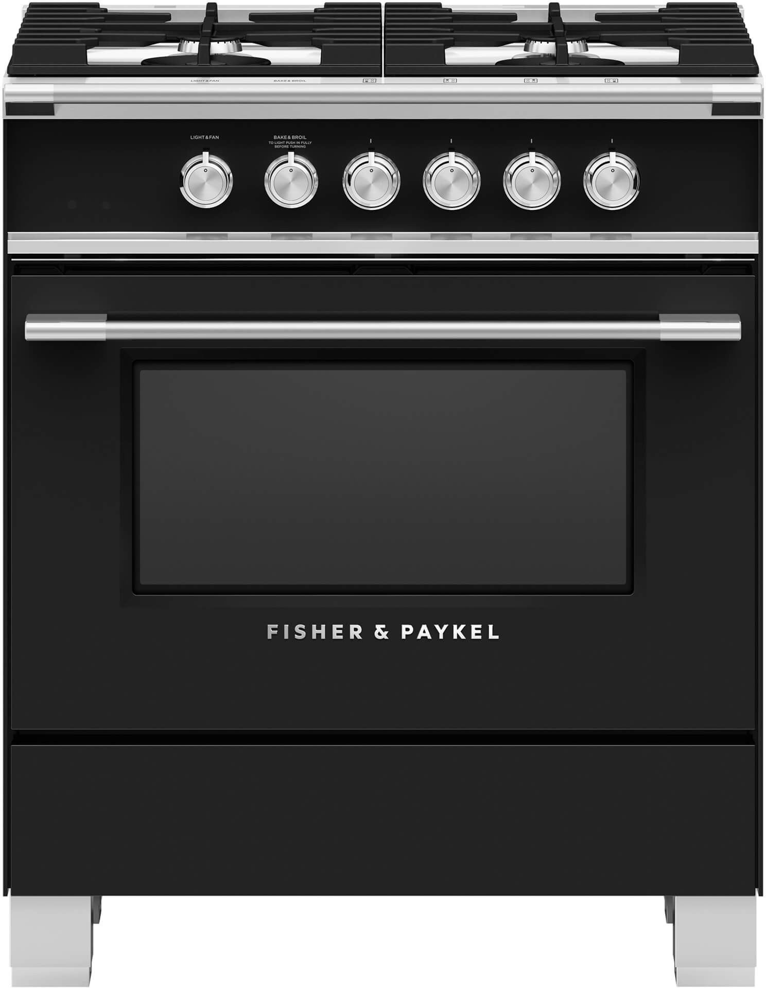 Fisher Paykel Classic 30" Black Natural Gas Sealed Burner Range - Convection