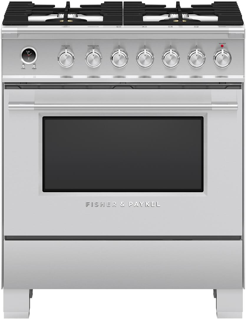 Fisher Paykel Classic 30" Brushed Stainless Steel Dual Fuel (Natural Gas) Sealed Burner Range with Warming Drawer & Self Clean - Convection