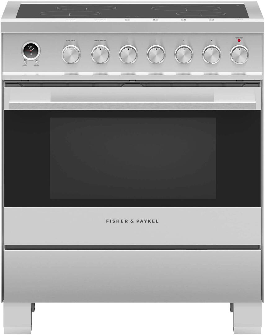 Fisher Paykel Contemporary 30" Brushed Stainless Steel Smoothtop Induction Range with Warming Drawer & Self Clean - Convection