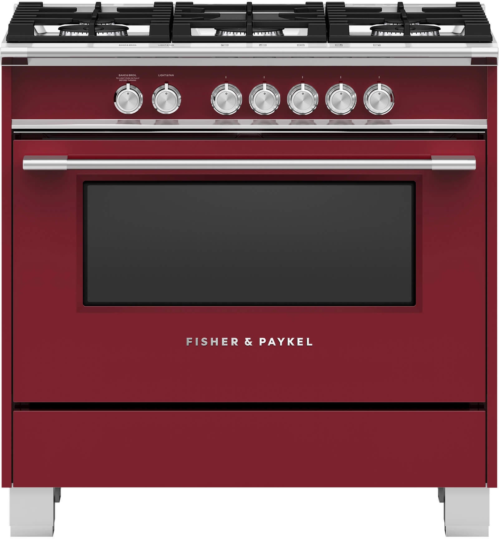 Fisher Paykel Classic 36" Red Dual Fuel (Natural Gas) Sealed Burner Range with Warming Drawer & Self Clean - Convection