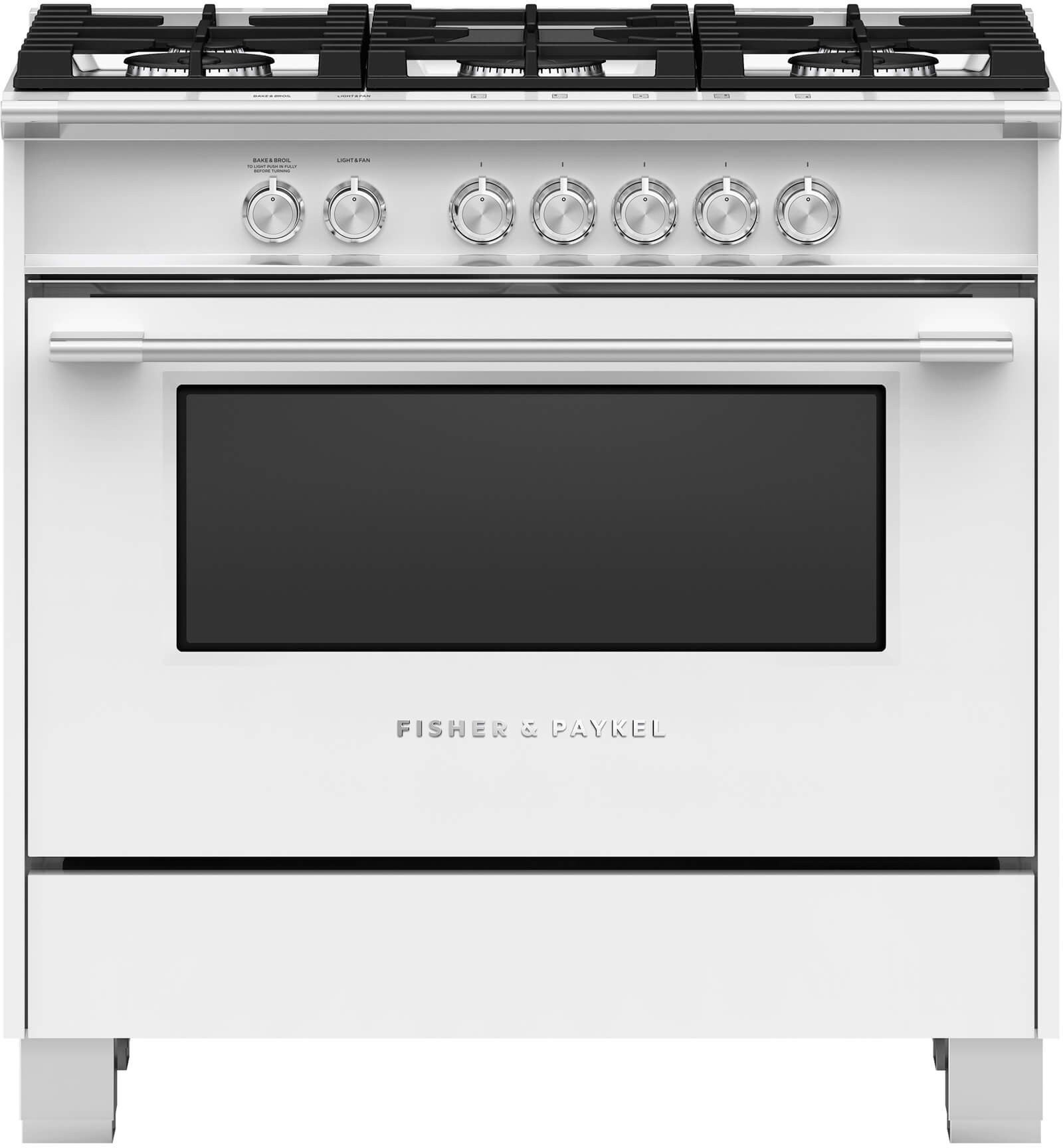 Fisher Paykel Classic 36" White Dual Fuel (Natural Gas) Sealed Burner Range with Warming Drawer & Self Clean - Convection