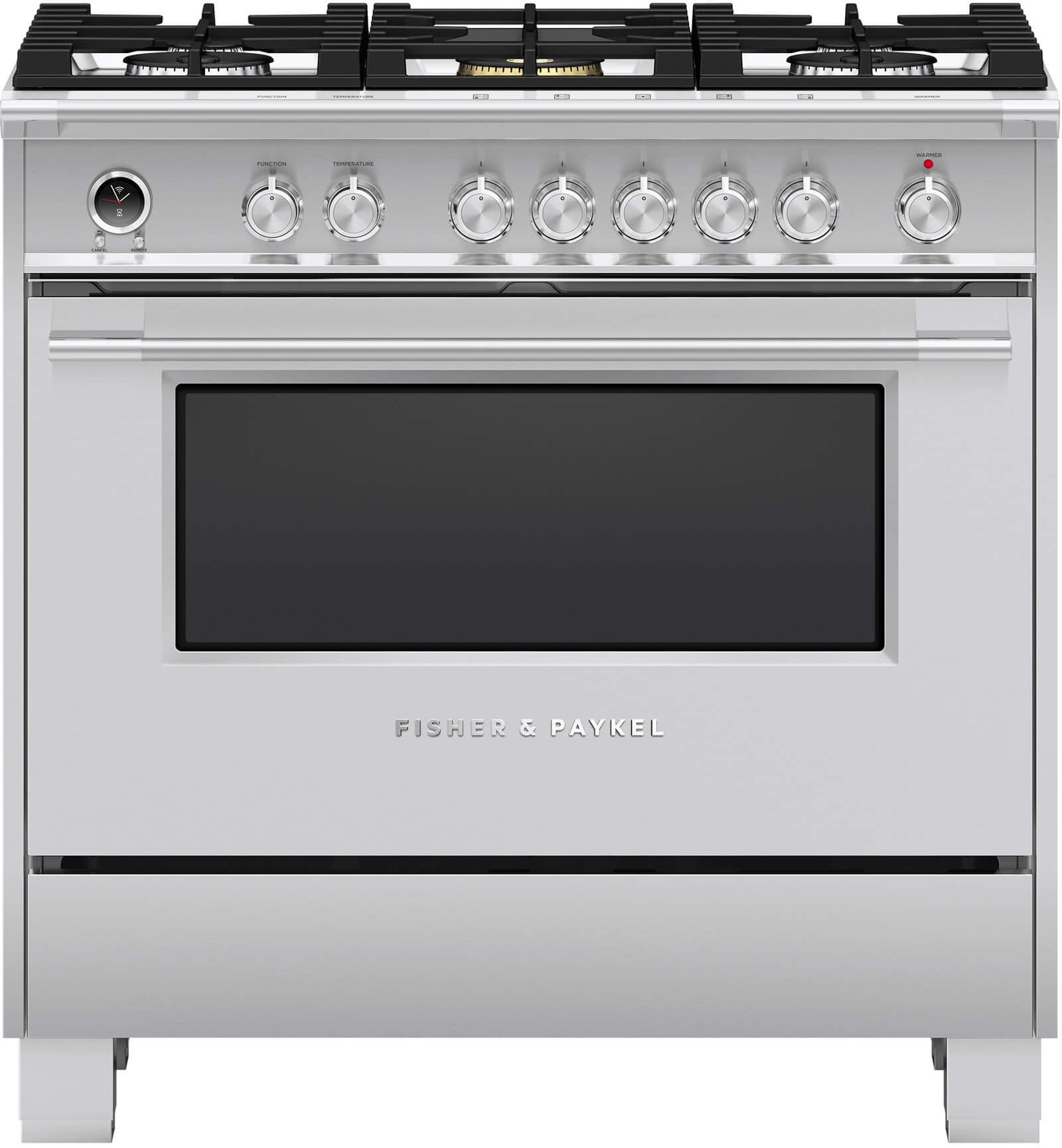 Fisher Paykel Classic 36" Brushed Stainless Steel Dual Fuel (Natural Gas) Sealed Burner Range with Warming Drawer & Self Clean - Convection