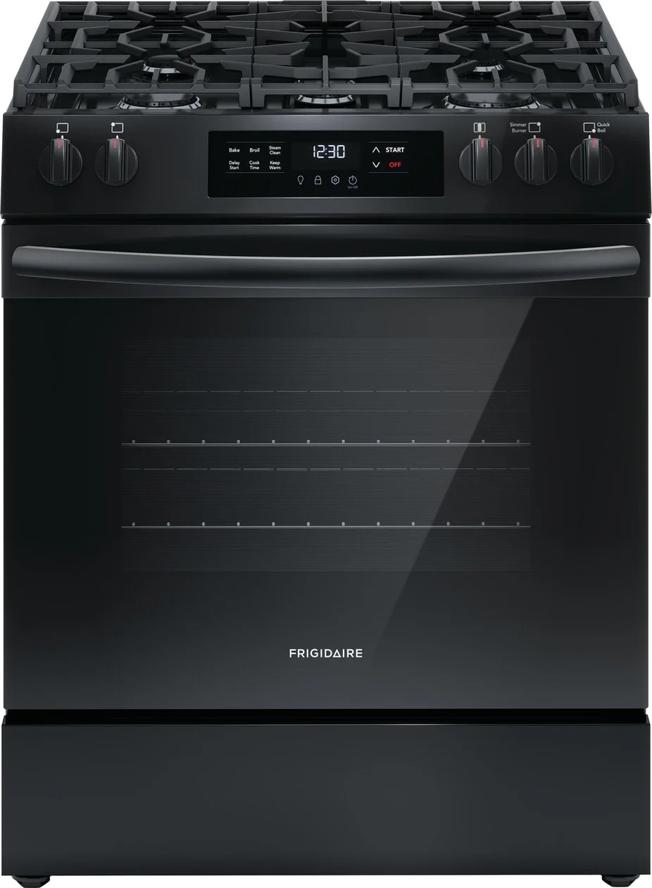 Frigidaire FCFG3062AB  30 Inch Natural Gas, All Gas Slide-In Range in Black