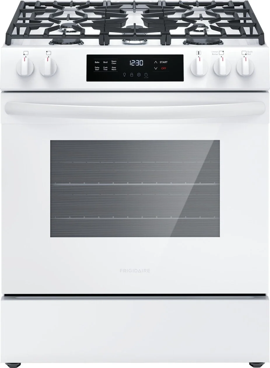 Frigidaire FCFG3062AW 30 Inch Natural Gas, All Gas Slide-In Range in White