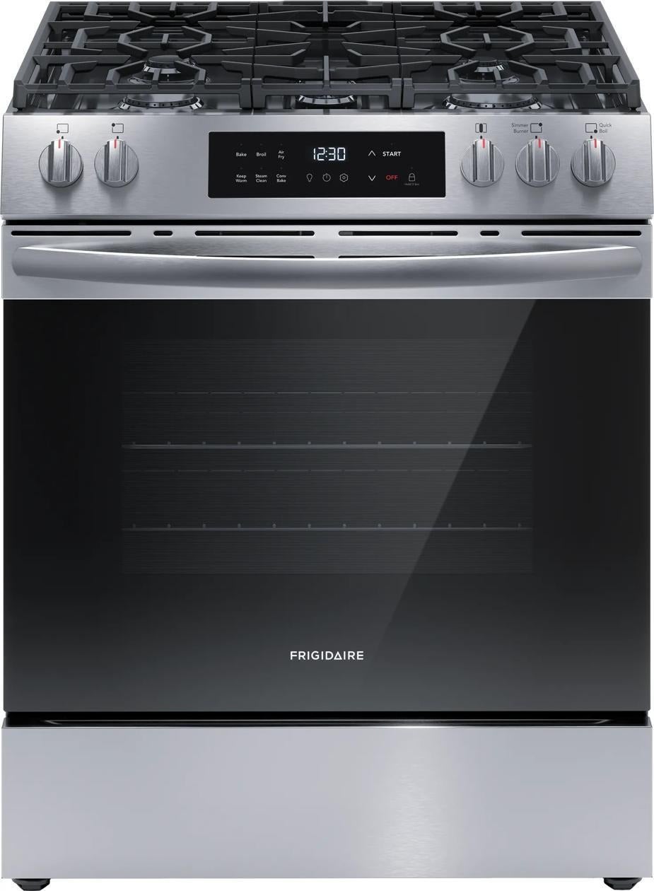 Frigidaire 30 Inch Slide-In Gas Range With Air Fry And Steam Cleaning: Stainless Steel