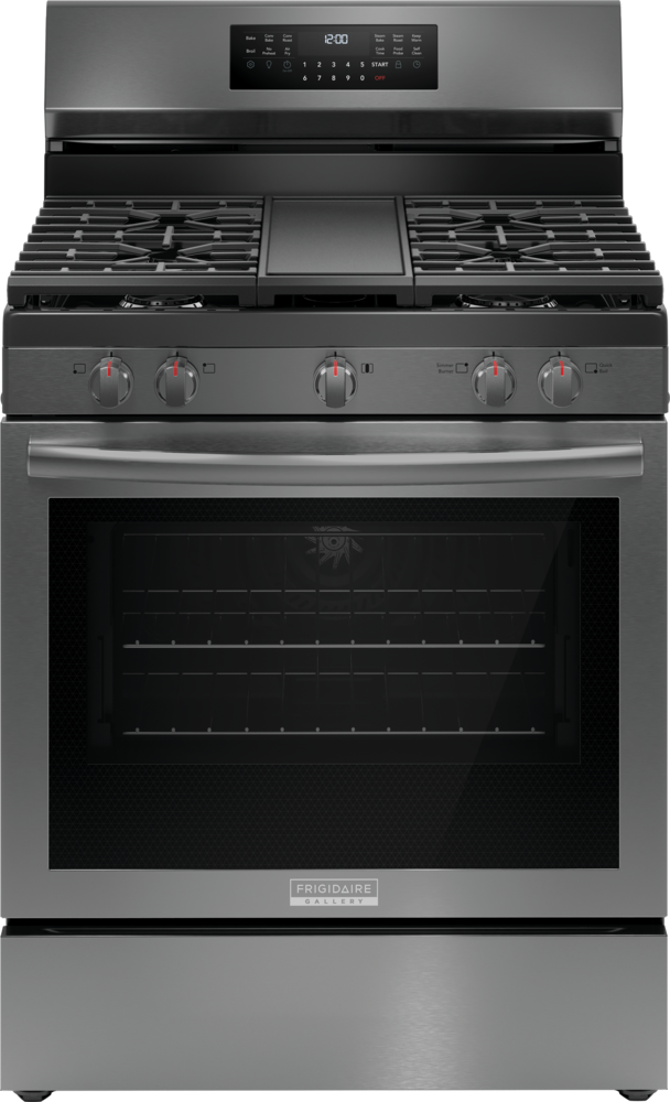 Frigidaire 30 Inch Freestanding Electric Range with 5 Elements, 5.3 cu. ft. Convection Oven, EvenTemp Element, Bridge Element, Storage Drawer, Air Fry, Self Clean, and Star-K: Black Stainless Steel