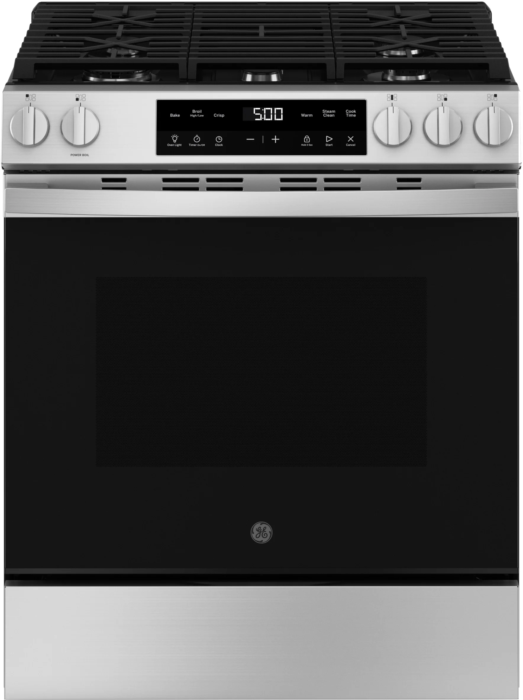 30 Inch Slide-In Gas Range with 5 Sealed Burners, 5.3 cu. ft. Oven Capacity, Power Boil™ Burner, Griddle, Storage Drawer, Express Preheat, Enhanced Shabbos Mode Built In, Steam Clean, and ADA Compliant: Stainless Steel