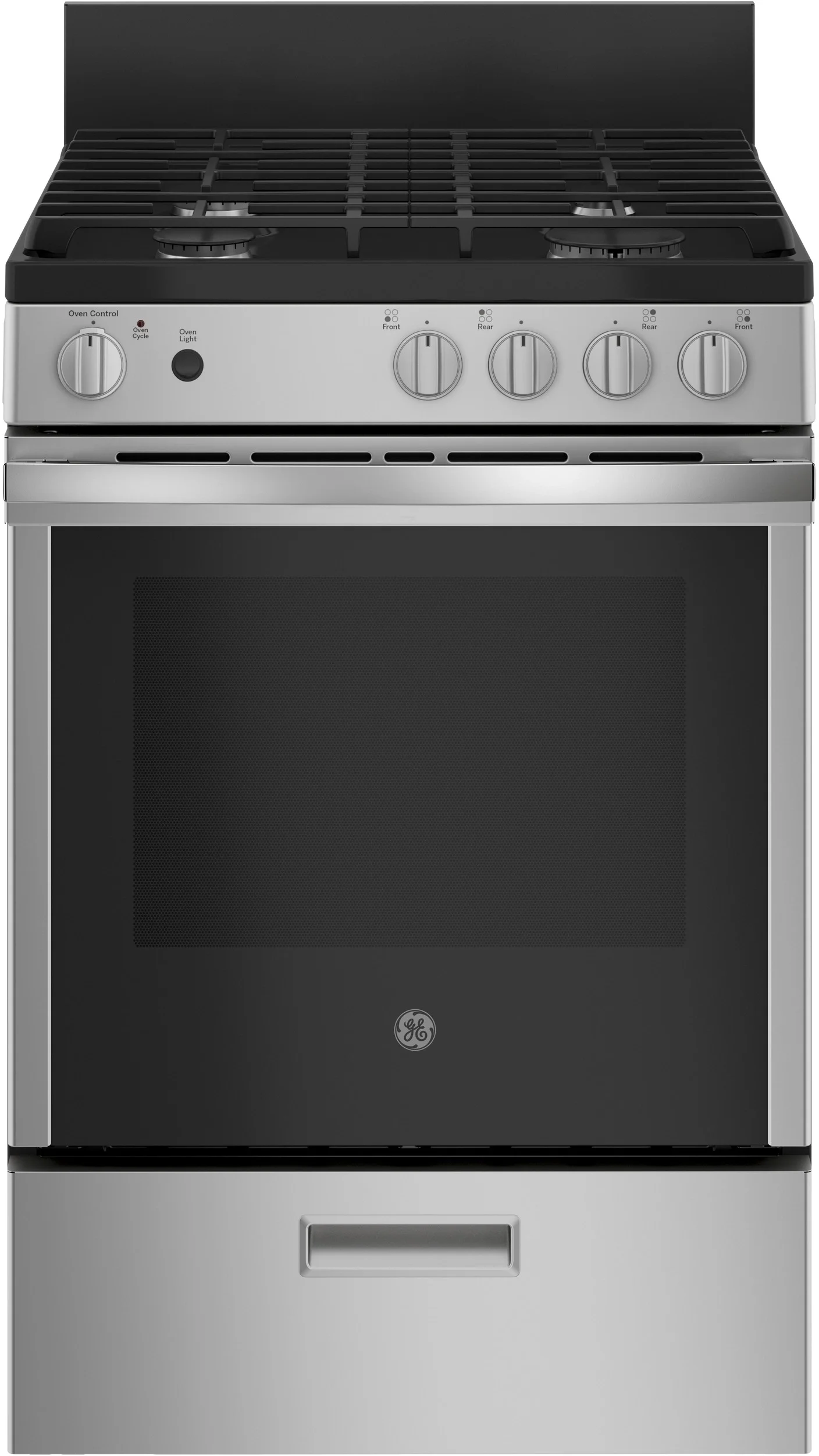 GE 24" Stainless Steel Slide-In Natural Gas Sealed Burner Range - ADA Compliant with Steam Clean