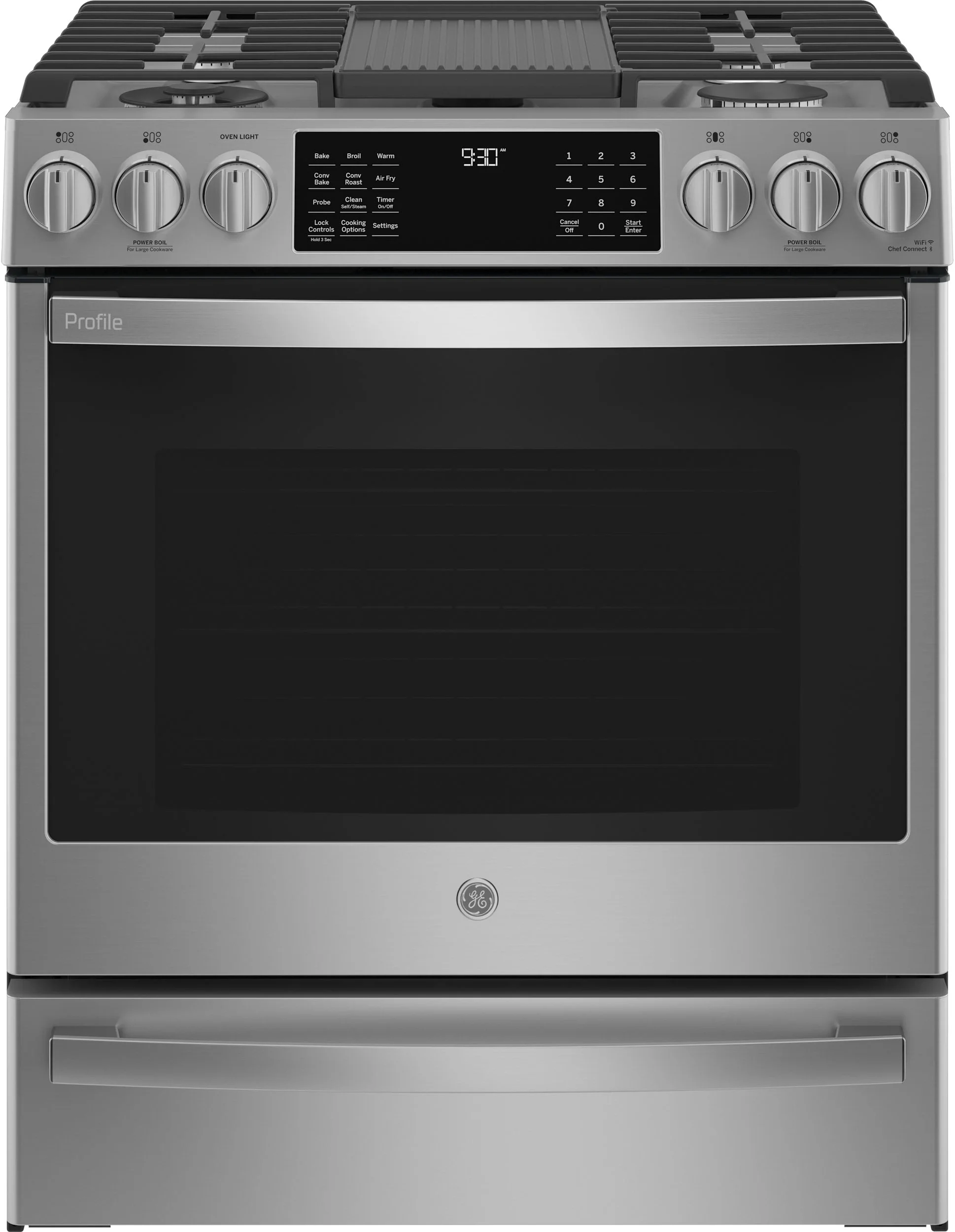GE Profile PGS930YPFS 30 Inch Stainless Steel Slide-in Gas Convection Range