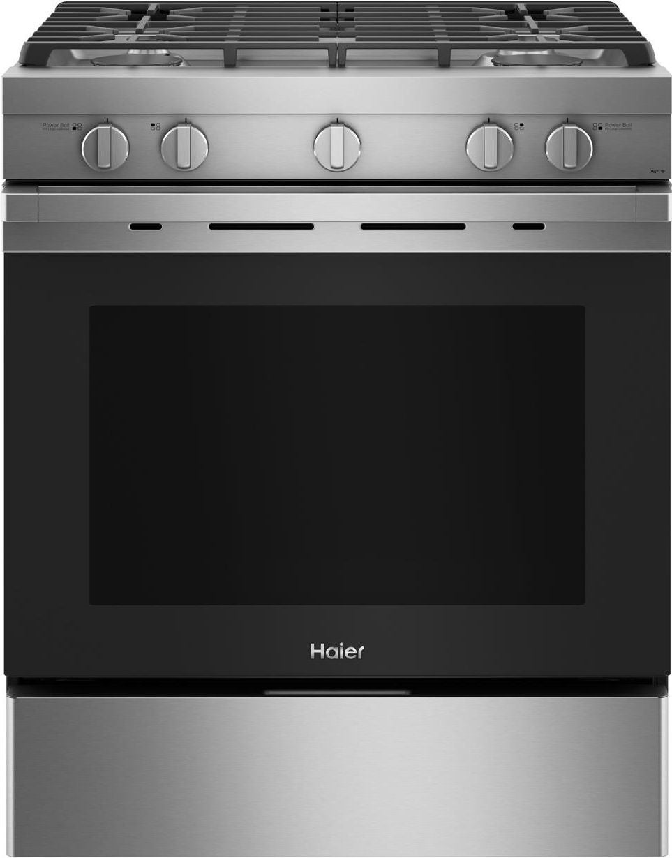 Haier 30" Stainless Steel Natural Gas Slide-In Sealed Burner Range - Convection