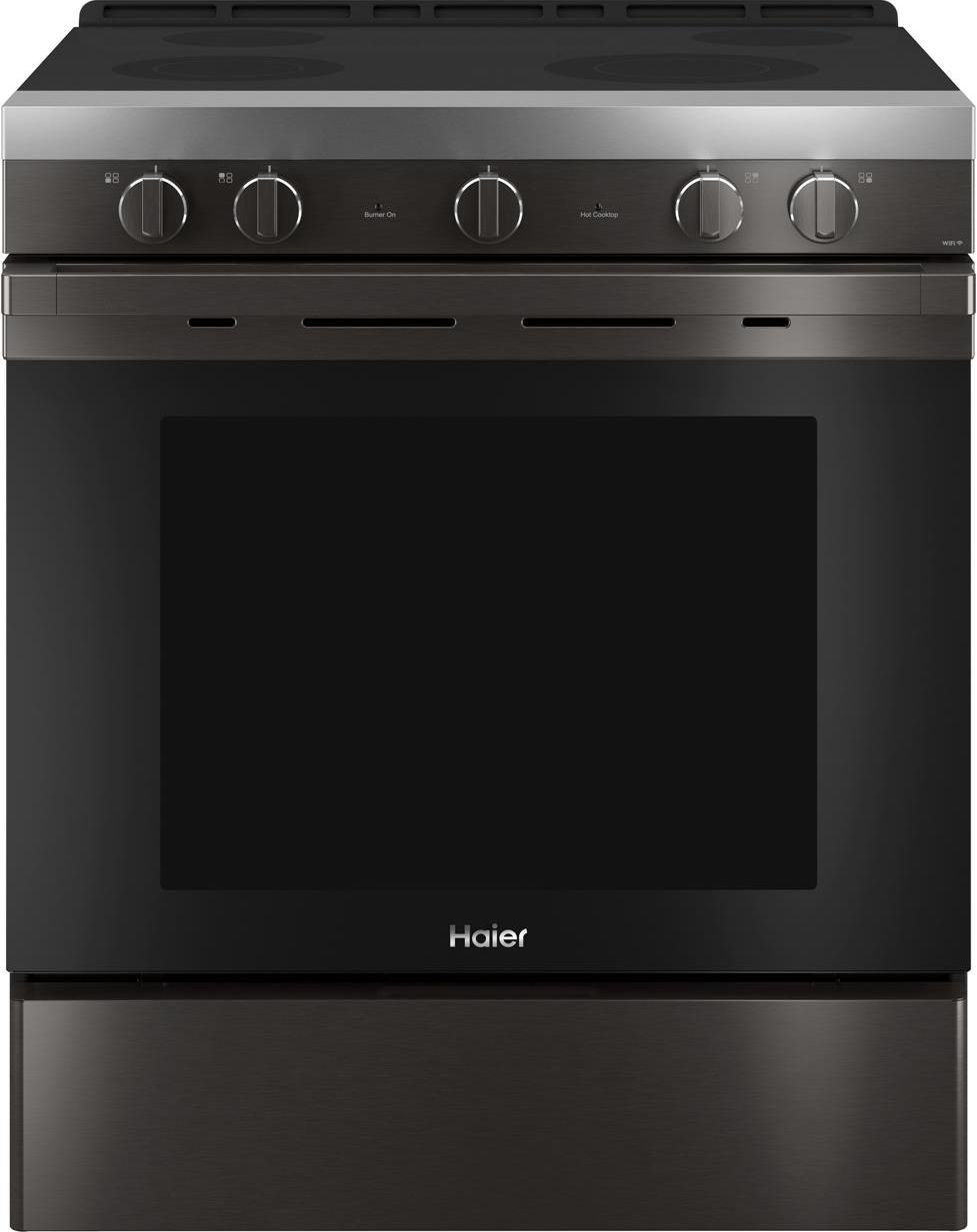 Haier 30" Black Stainless Steel Electric Slide-In Smoothtop Range - Convection