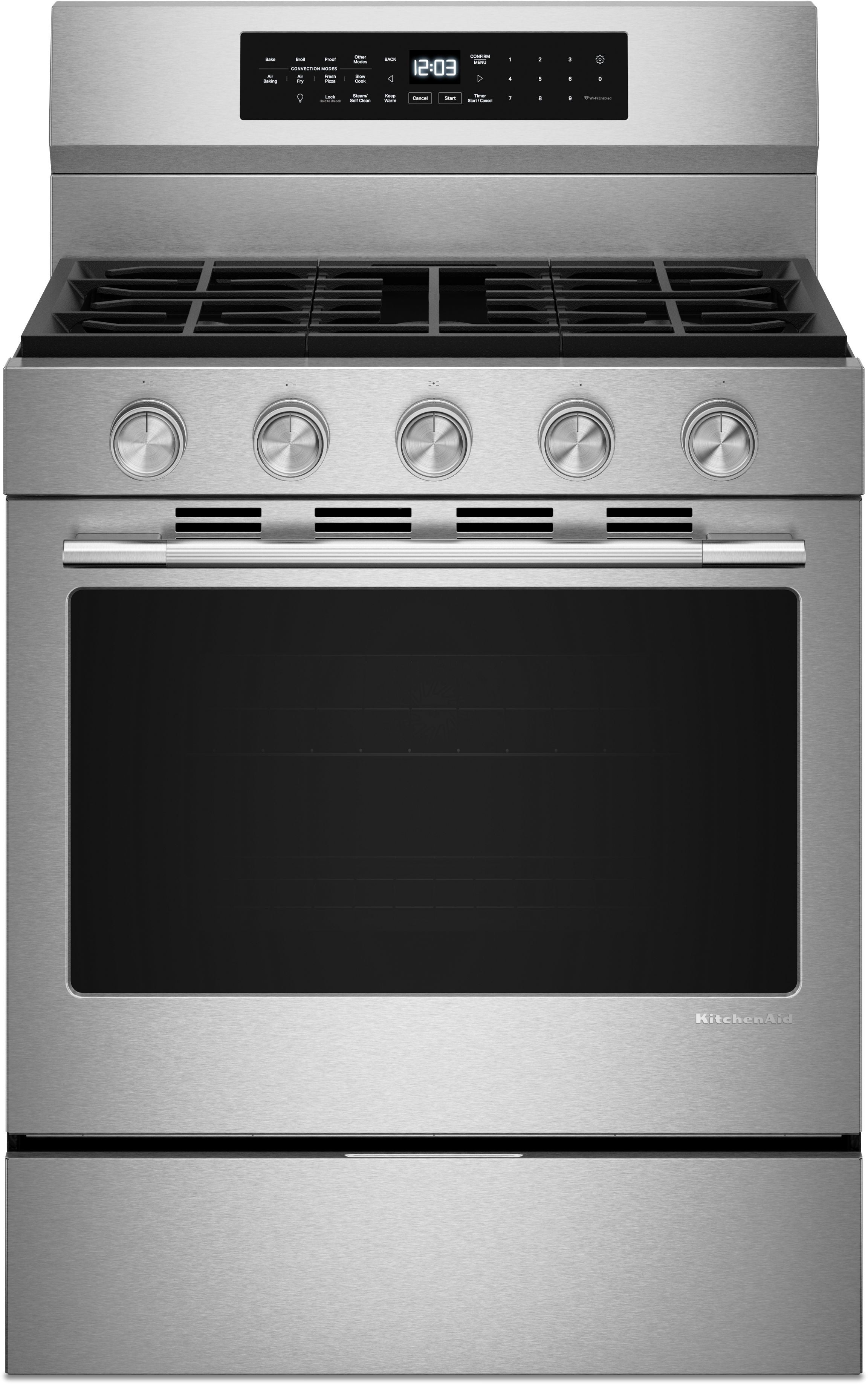KitchenAid 5.0 Cu. Ft. Smart Freestanding Gas Range with Convection Cooking Modes: Stainless Steel