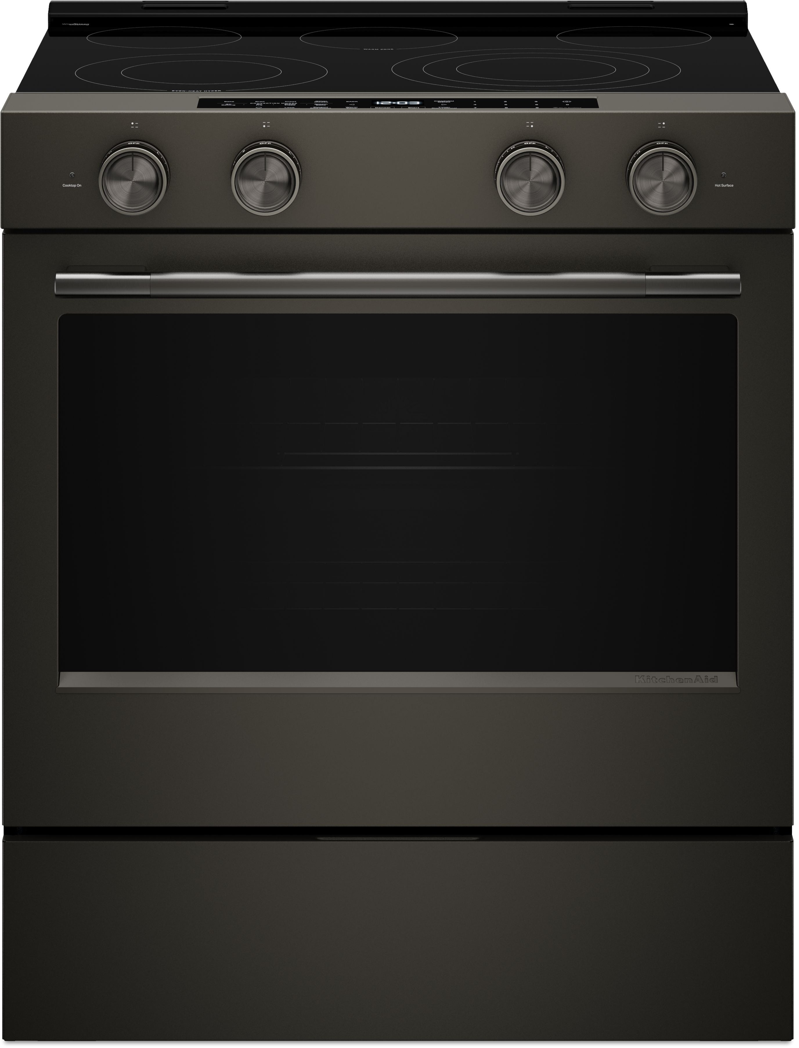 KitchenAid 5.3 Cu. Ft. Smart Slide-in Electric Range with Two Even-Heat™ Hyper Elements and Convection Cooking Modes: Black Ore