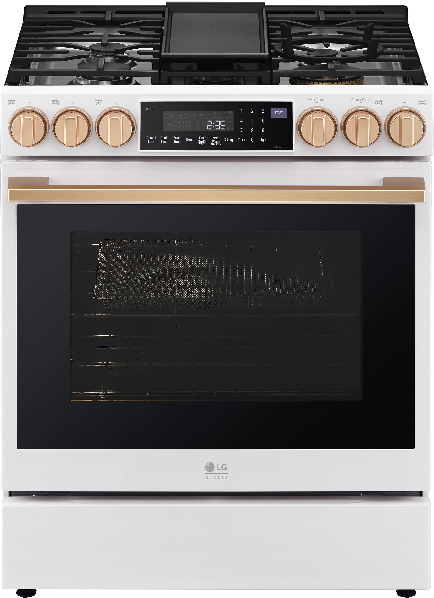 LG Studio LSGS6338N 30 Inch Slide-In Gas Smart Range Essence White