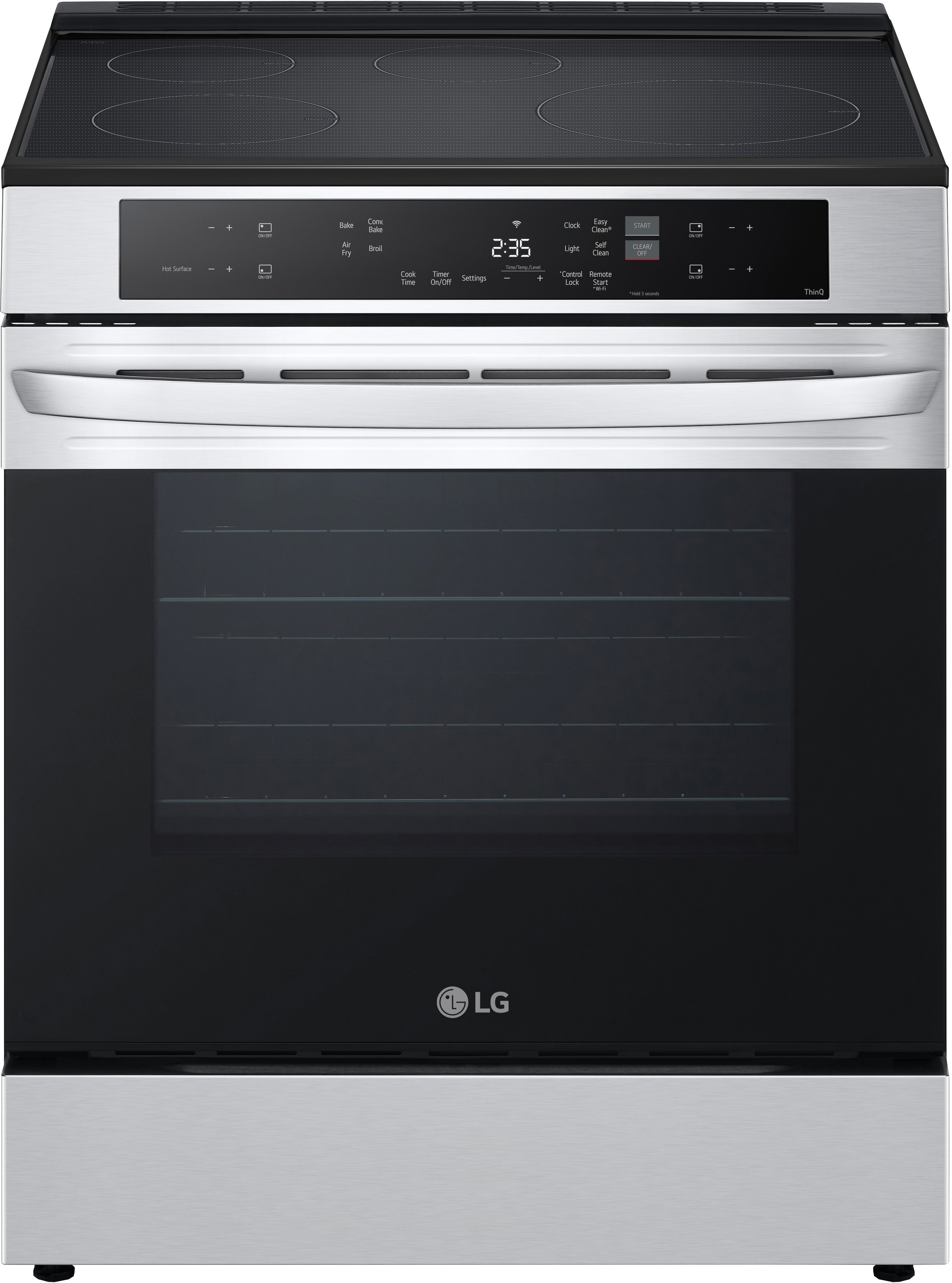 LG 30 Inch Smart Slide-In Induction Range with 4 Heating Elements, 6.3 cu. ft. Capacity, Storage Drawer, Air Fry, EasyClean® and Self Clean, WideView™ Window, Sabbath Mode, and Energy Star Certified: Printproof Stainless Steel