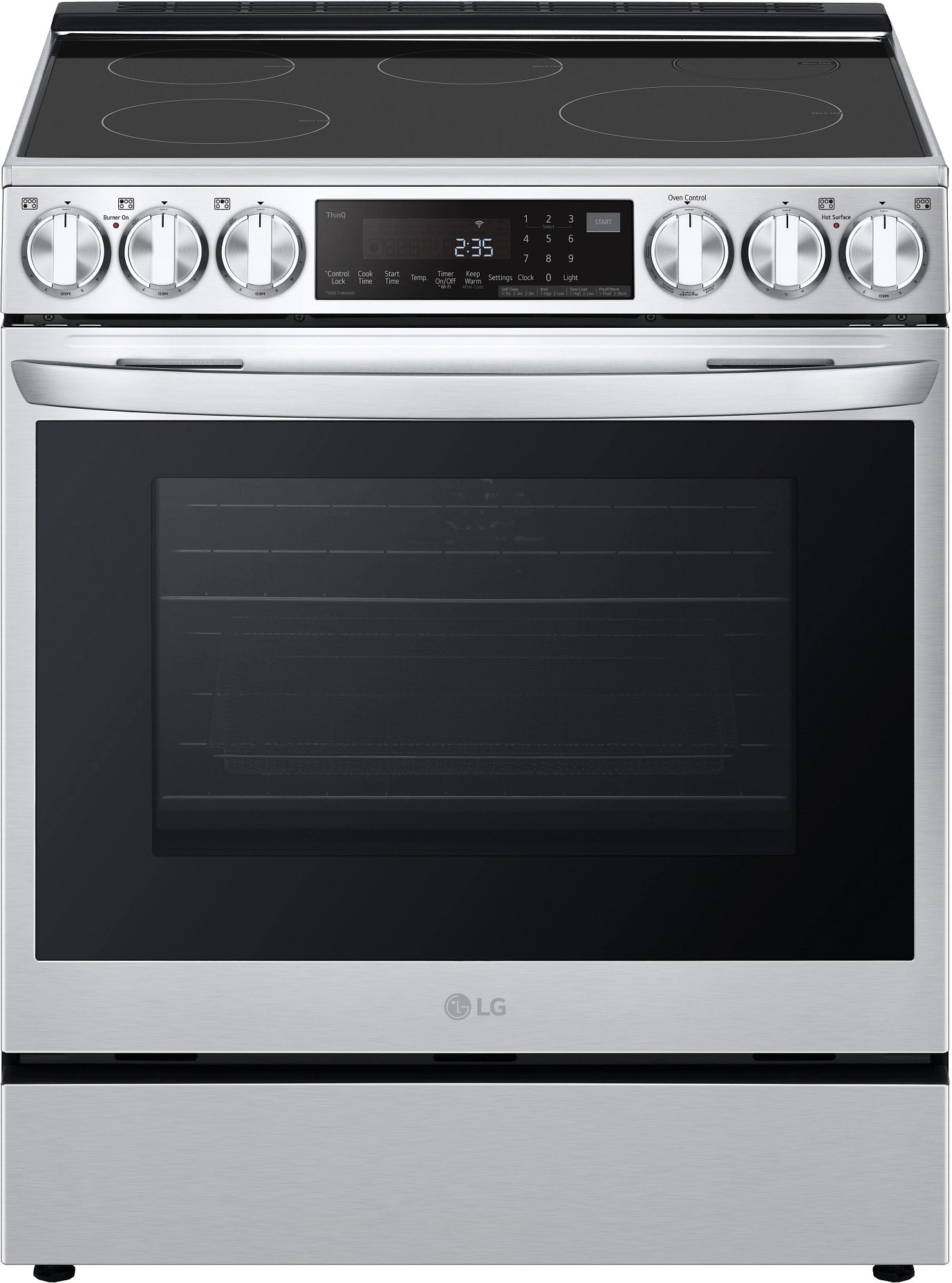 LG 30 Inch Slide-in Induction Smart Range with 5 Radiant Elements, 6.3 cu. ft. Oven Capacity, Storage Drawer, ProBake Convection®, Air Fry, Sabbath Mode, Self+EasyClean®, Wi-Fi, InstaView® and Energy Star Certified: Printproof Stainless Steel