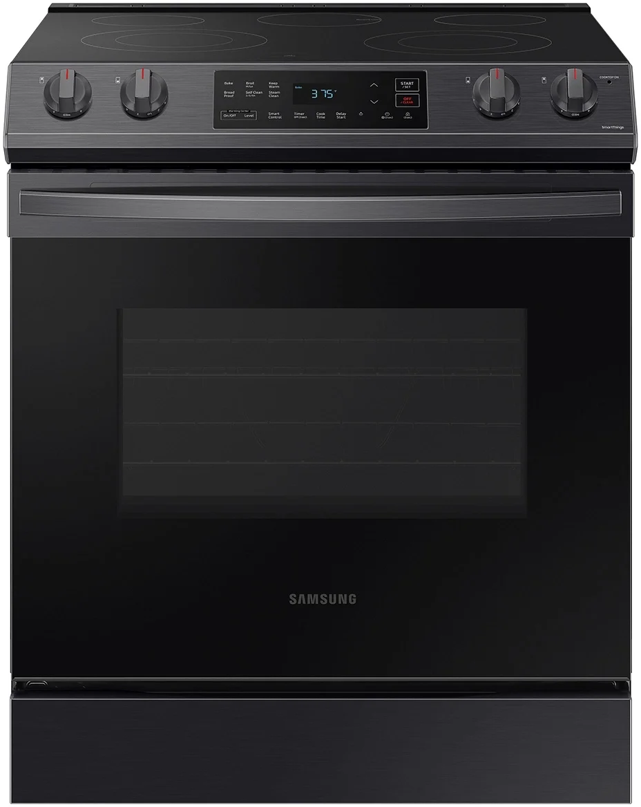 Samsung NE63T8111SG 30 Inch Fingerprint Resistant Black Stainless Steel Slide-in Electric Range