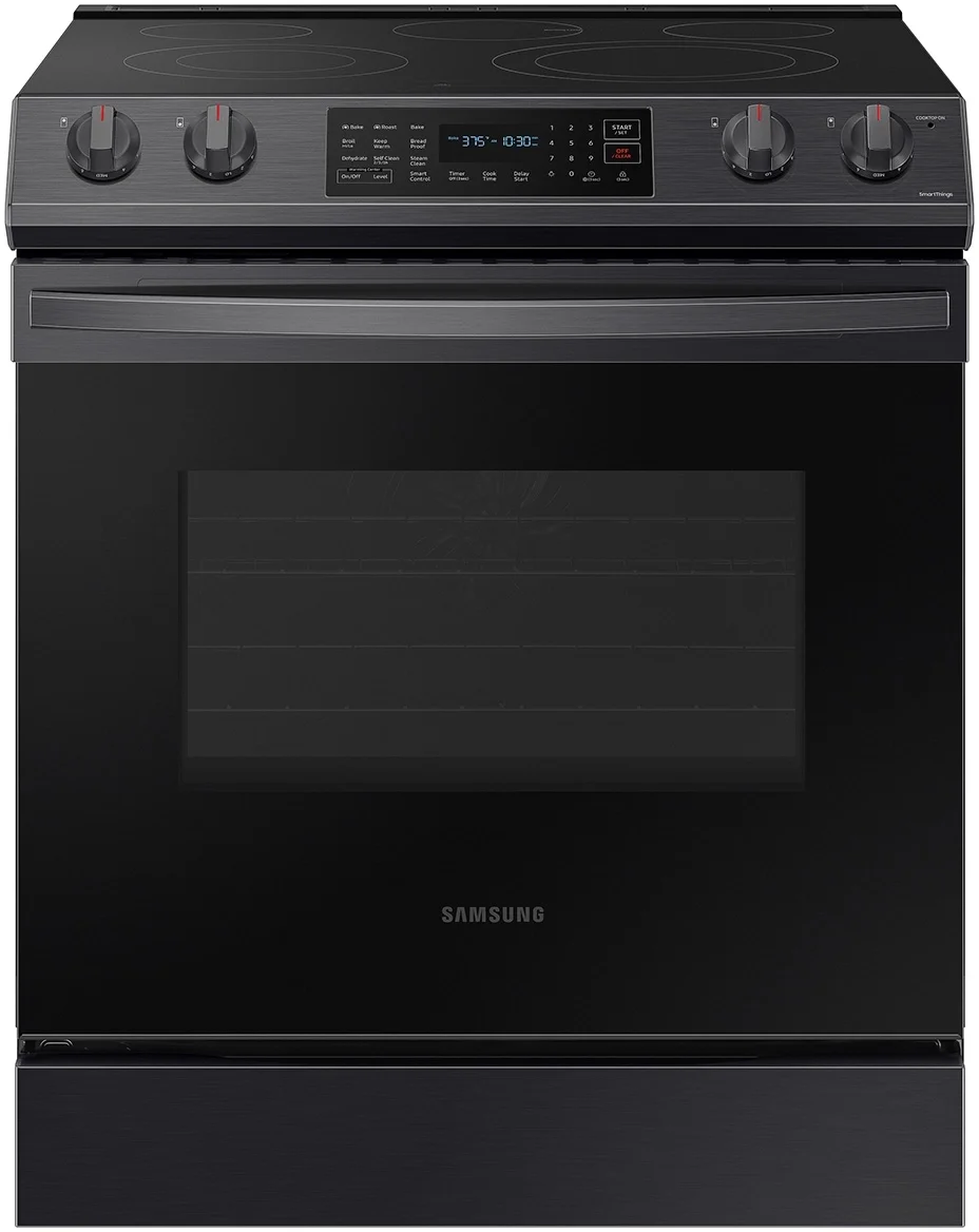 Samsung NE63T8311SG 30 Inch Fingerprint Resistant Black Stainless Steel Slide-in Electric Convection Range