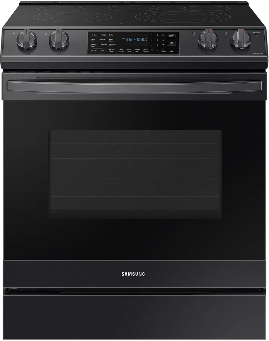 Samsung NE63T8511SG 30 Inch Fingerprint Resistant Black Stainless Steel Slide-in Electric Convection Range