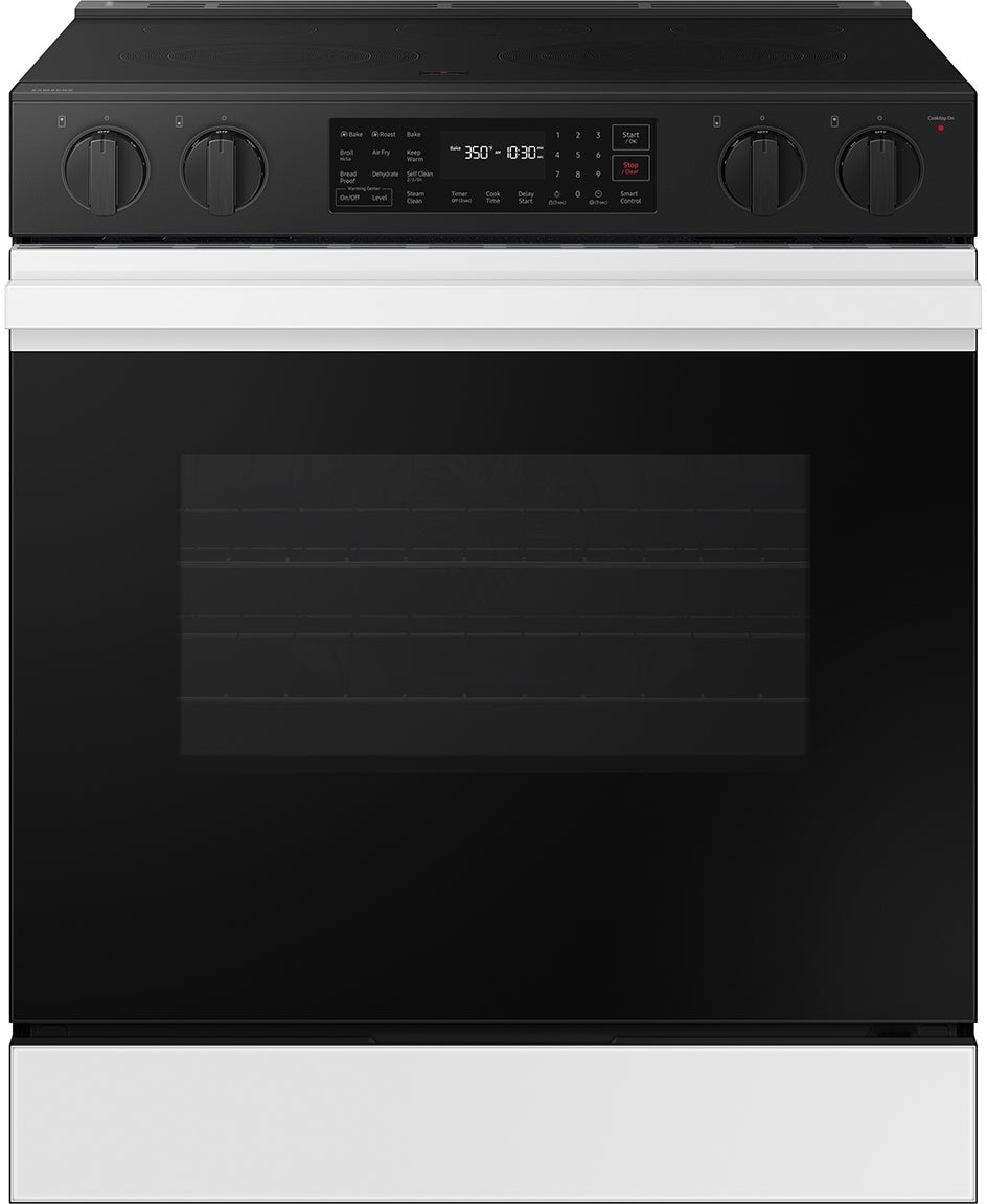 Samsung NSE6DB830012 30 Inch Slide-In Electric Smart Range White Glass