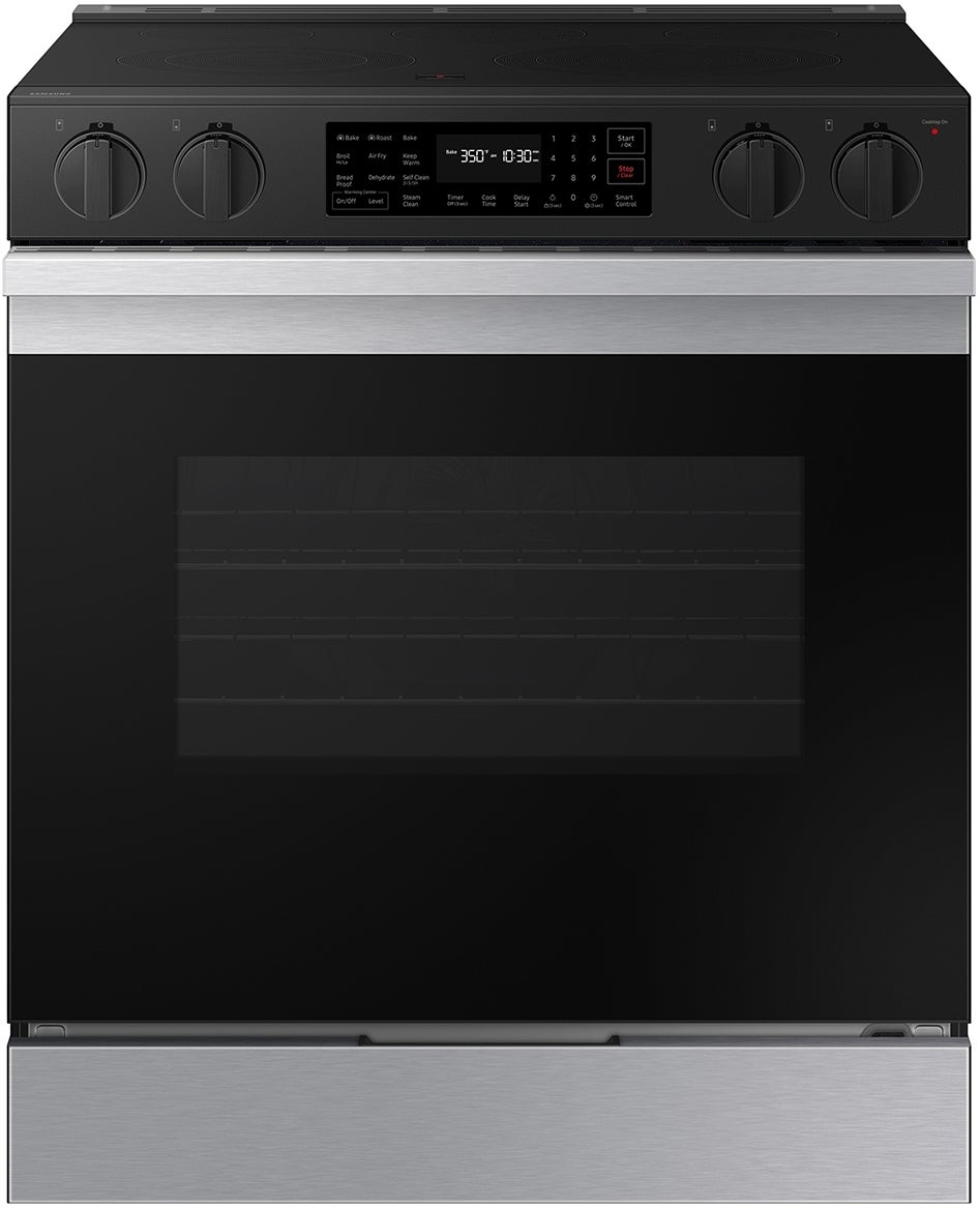 Samsung NSE6DG8300SR 6.3 Cubic Foot Electric Slide In Range Convection Self Clean Air Fry: Stainless Steel