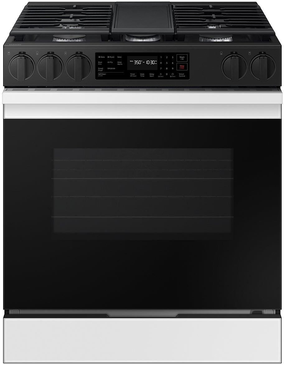 Samsung NSG6DB830012 30 Inch Smart Slide-In Gas Range White Glass