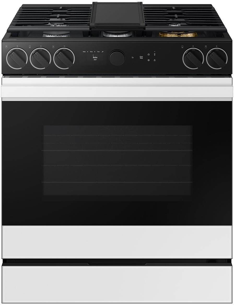 Samsung NSG6DB870012 30 Inch Slide-In Gas Smart Range White Glass